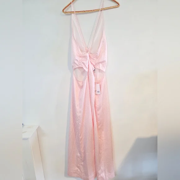 Ganni NWT pink gingham maxi dress Sz 14 ( See Measurements. Suits Smaller) - Picture 5 of 14